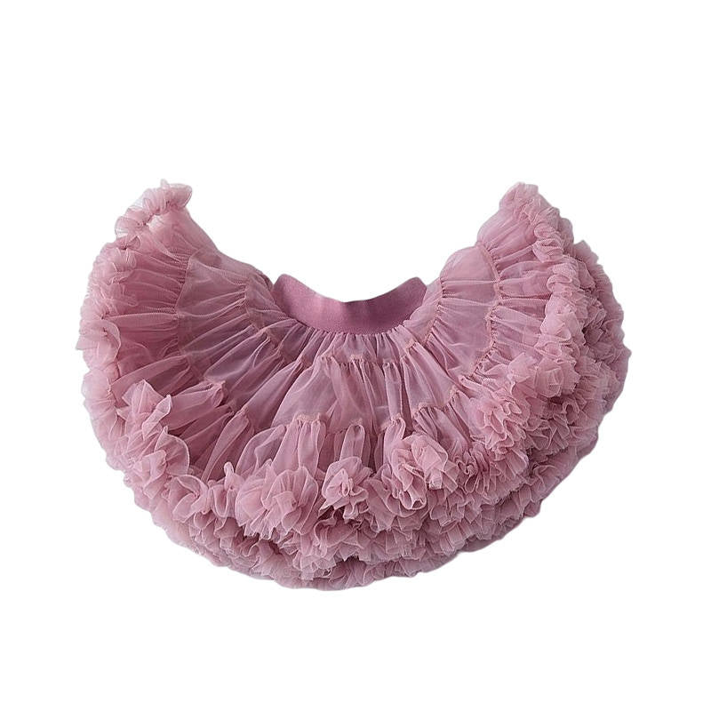 Toddler Girls Layered Tutu Skirt Solid Color Mesh Princess Ballet Dance Dress-TeaPink