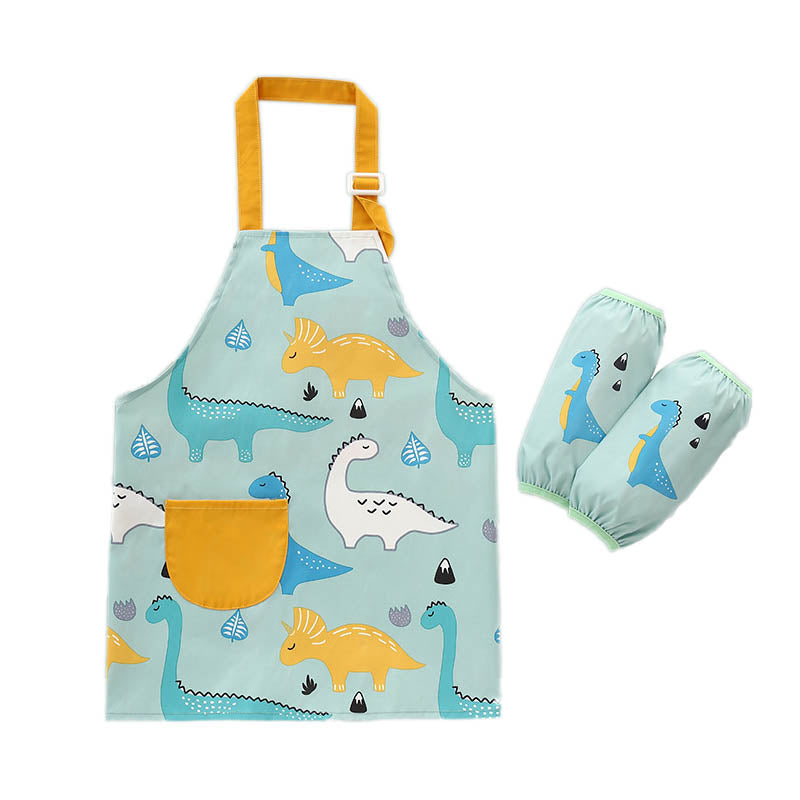 Kids Cartoon Animal Pattern Painting Waterproof Apron Set-Animal Forest