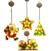 4Pcs Christmas Window Hanging Lights Decor for Xmas Party Showcase