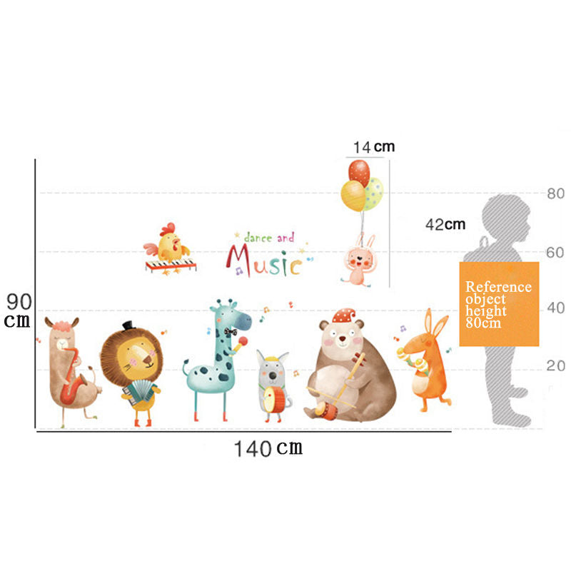 Creative Cartoon Removable 3D Wall Stickers Animal Music Party Decoration For Children Room-12