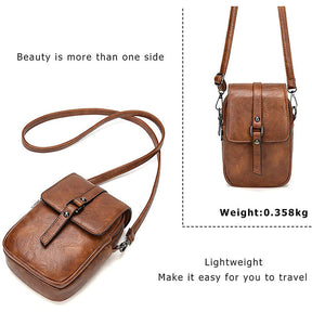 Women Vintage Crossbody Phone Bag Small Messenger Shoulder Bag-Brown