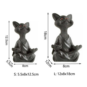 Buddha Cat Statue Yoga Collectible Home Decoration-Black