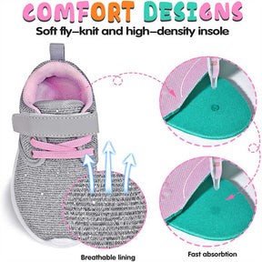 Lightweight Toddler Shoes for Boys Girls Breathable Mesh Velcro Sneakers-Grey