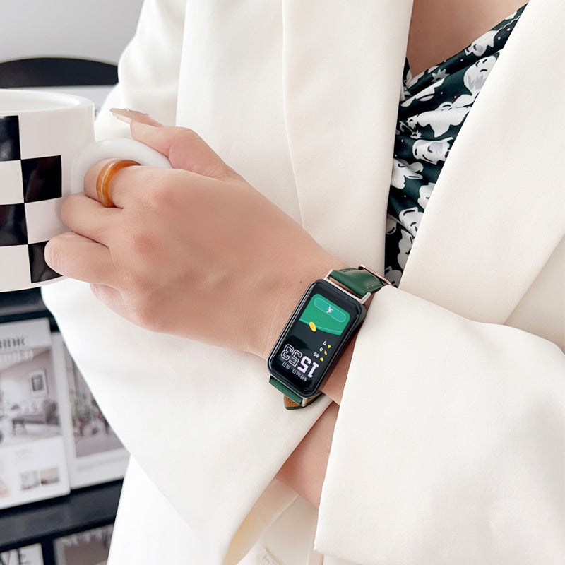 Genuine Leather Watch Strap Classic Quick Release for Huawei 8-Green