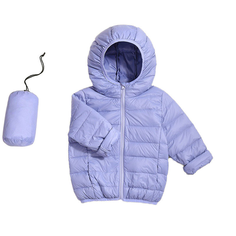 Baby Boys Girls Hooded Winter Lightweight Down Jacket Packable Down Coat-Purple