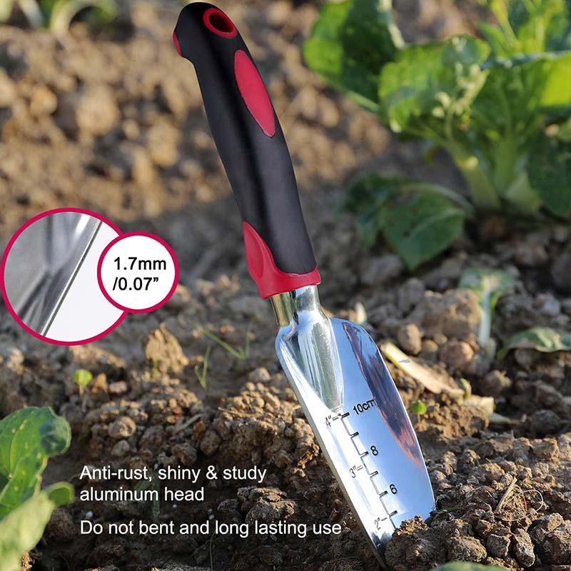 3Pcs Heavy Duty Gardening Tools Cast Aluminum with Soft Rubberized Non-Slip Handle Garden Tools Set -Red