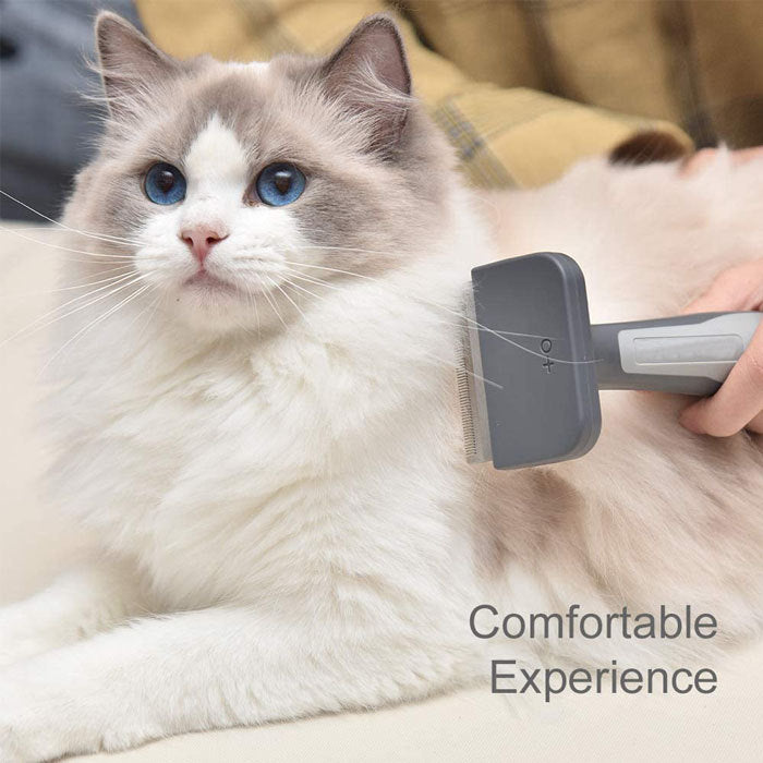 Cat Brush For Shedding And Grooming Pet Comb Easy to Hold-Gray