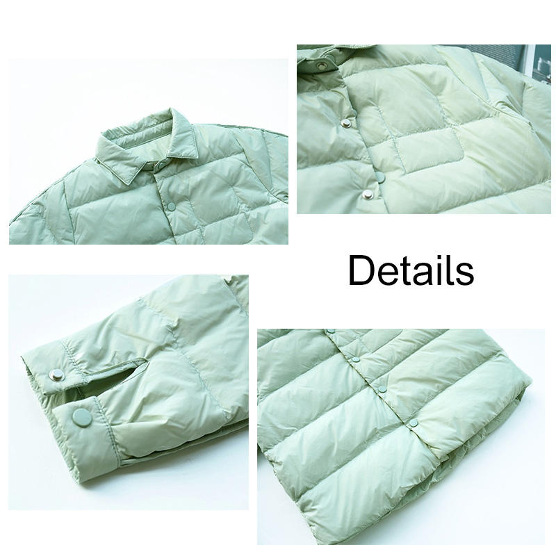 Childrens Winter Coats Shirt Collar Lightweight Puffer Jacket-Green