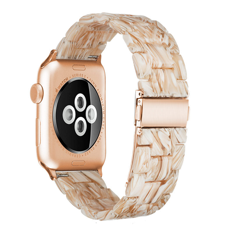 Fashion Resin iWatch Band with Stainless Steel Buckle for iWatch Series SE/6/5/4/3/2/1-SilkyWhite
