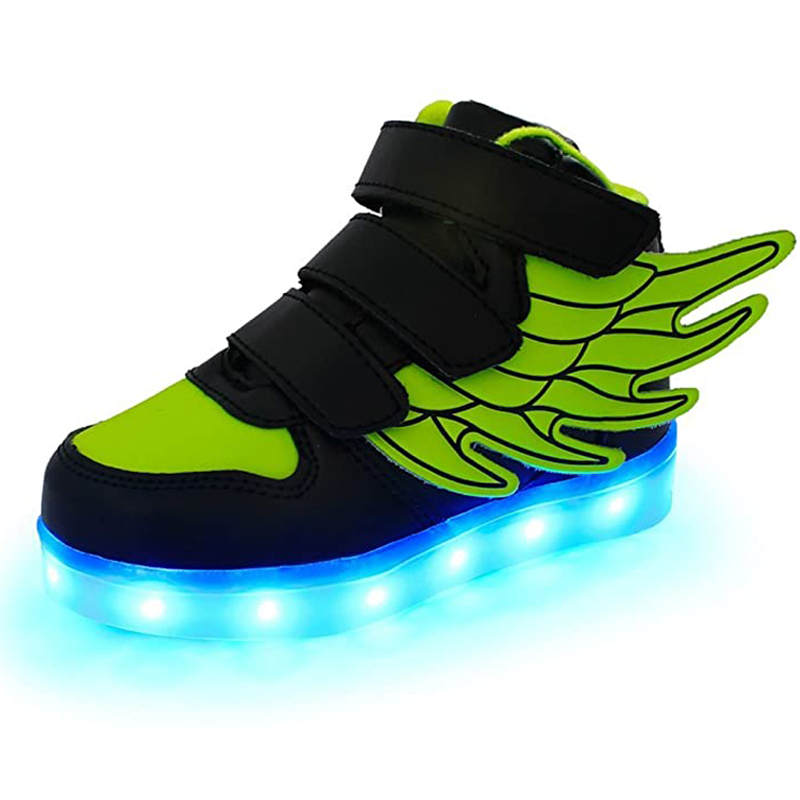 LED Light Sneakers USB Rechargeable Flashing Shoes for Boys Girls-Green