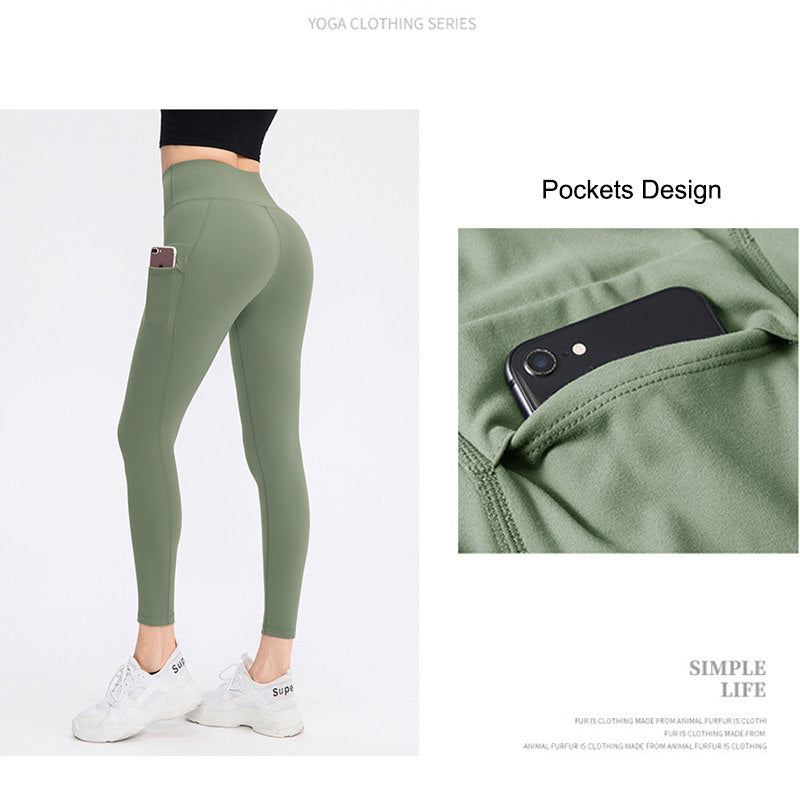 High Waisted Leggings for Women Stretchy Soft Yoga Pants with Pockets-Green