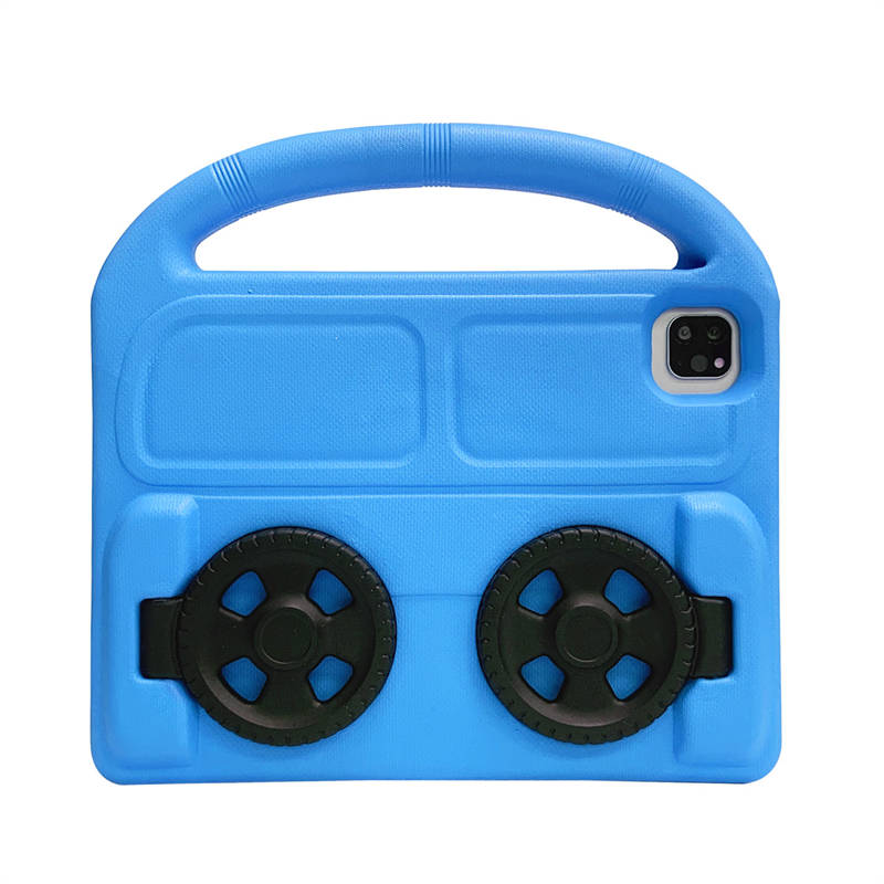 Wheel iPad Case For iPad Pro 11 Air4 10.9 inch Shockproof Stand Cover With Handle Stand-Blue