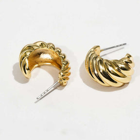 Gold Spiral Half Hoop Earrings Geometric Twist Stud-03
