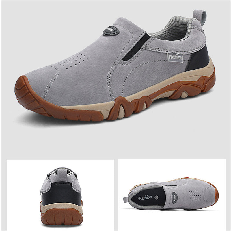 Mens Casual Loafers Slip-on Walking Shoes-Grey