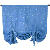 Rod Pocket Star Blackout Roman Curtain Tie Up Small Window Curtain 46X63In-SkyBlue