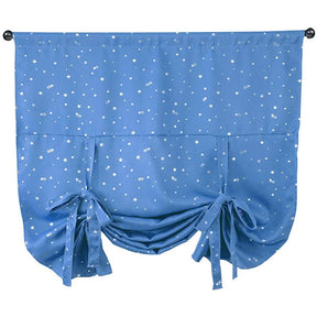 Rod Pocket Star Blackout Roman Curtain Tie Up Small Window Curtain 46X63In-SkyBlue