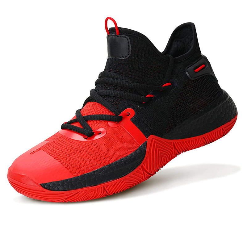 Boys Basketball Shoes Non-Slip Girls Sneakers Durable Kids Running Shoes-BlackRed