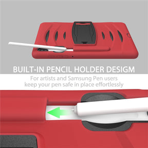 Shock Wave Kickstand Case Anti-Fall Protection With Pencil Holder For Samsung Tab S6 10.5inch T860/T865/T867(2019)-Red