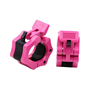 Pair of Olympic Barbell Clip Professional Barbell Plate Lock Collar Clip for 5CM Lever-RoseRed