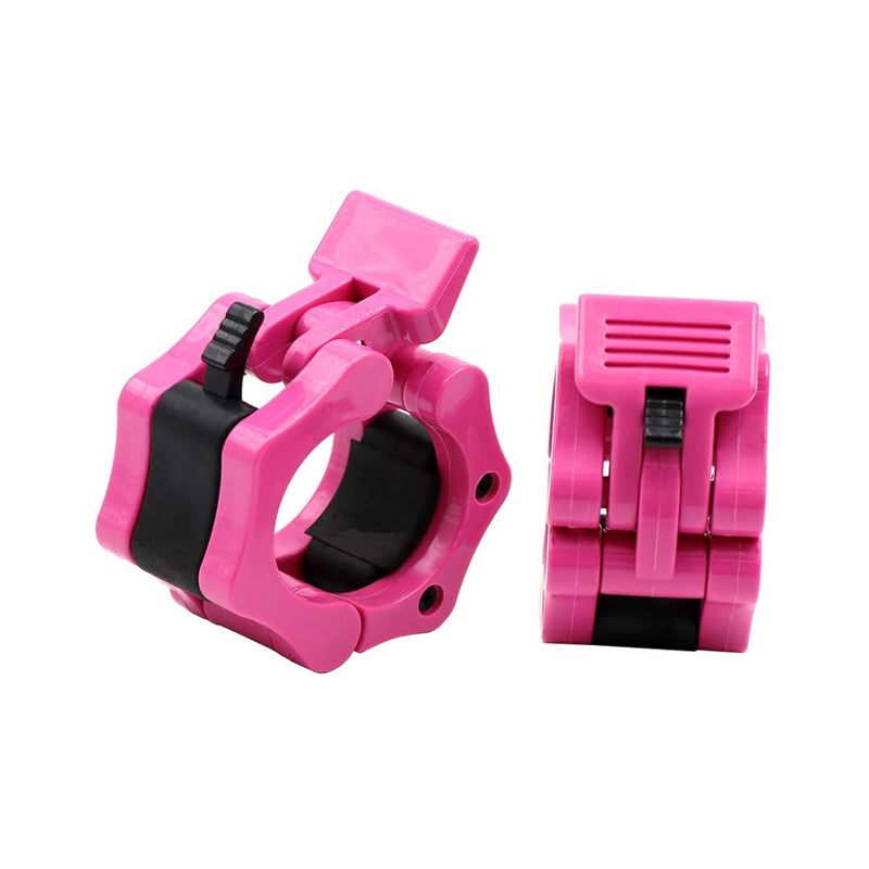 Pair of Olympic Barbell Clip Professional Barbell Plate Lock Collar Clip for 5CM Lever-RoseRed