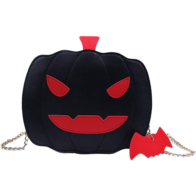 Women Pumpkin Shoulder Bag Devil Crossbody Halloween Handbags-Black