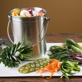 Stainless Steel Compost Bin for Kitchen Countertop Includes Charcoal Filter