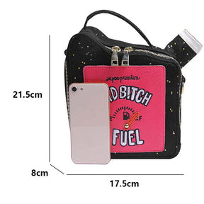 Women Fashion Sequin Crossbody Bag Fun Gasoline Handbag-Black