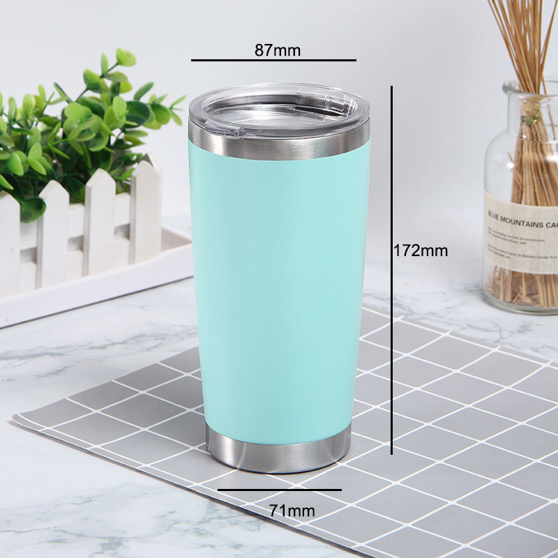 20oz Stainless Steel Insulated Coffee Tumbler with Lid for Hot Cold Drinks-Light Blue