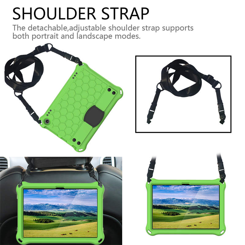 Hive Kindle Fire HD8/HD8 Plus (2020) Tablet Case Durable Stand Cover With Shoulder Strap-GreenBlack