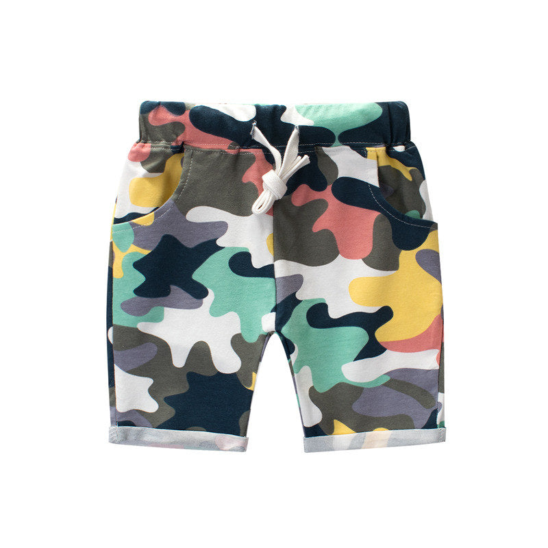 Toddler Boys Summer Cotton Shorts with Drawstring Sports Camouflage Shorts with Pockets