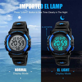 Kids Fashion Digital Watch Boys Sports Waterproof Led Watches-Blue