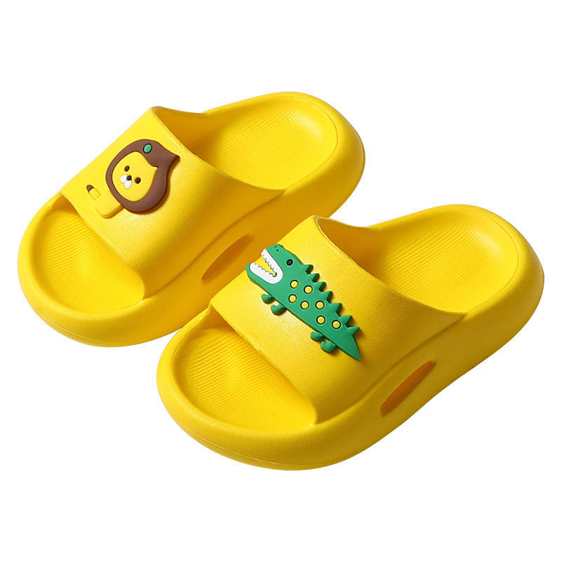 Kids Boys Girls Cute Animal Slippers Beach Pool Home Shoes-Yellow