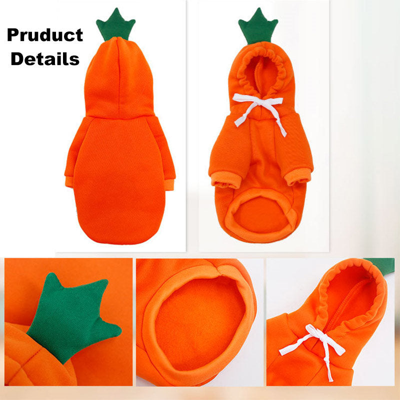 Pet Clothes Orange Carrot Pattern Design Hoodie Sweatshirts 3D Cute Costume