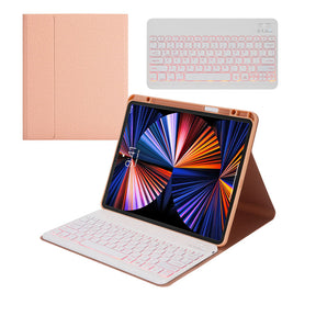 Removable Square Keyboard Case 7 Color Backlit For iPad Pro12.9 with Pen Slot-Pink