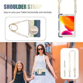 iPad Case With Pencil Stand+Rotating Stand+Shoulder Strap For iPad10.2 Inch 2020/2019-Green