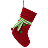 Christmas Knitted Stocking with Scarf Xmas Tree Holiday Decorations-Red