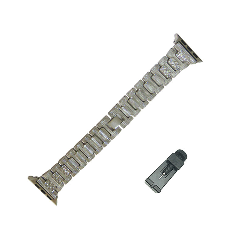 SPZ Stainless Steel Watch Band Adjustable Wristbands for Apple IWatch Series SE/1/2/3/4/5/6 For Women-Silver