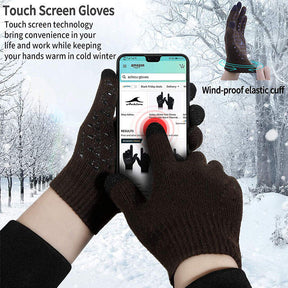 WIWU Winter Woman Gloves Upgraded Touch Screen Anti-Slip Silicone Gel Elastic Cuff Thermal-Brown-DZ32