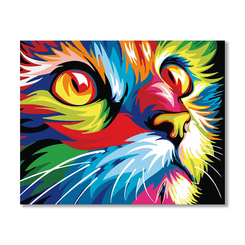 Paint by Numbers for Adults,DIY Canvas Oil Painting Kit Digital Painting for Kids Beginner Home Living Room Decorative 16 X 20 Inch-Cat