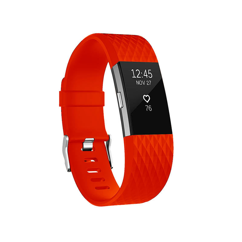 Silicone Replacement Strap Wrist Accessories For Fitbit Charge 2 -Orange Red
