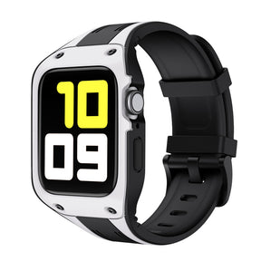 Two-color TPU Watch Bands Protective Sleeve Release For Apple iWatch 1/2/3/4/5/6/SE (Black white)