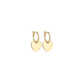 Heart Pendant Necklace Bracelet Earrings 3 Piece Set-Gold