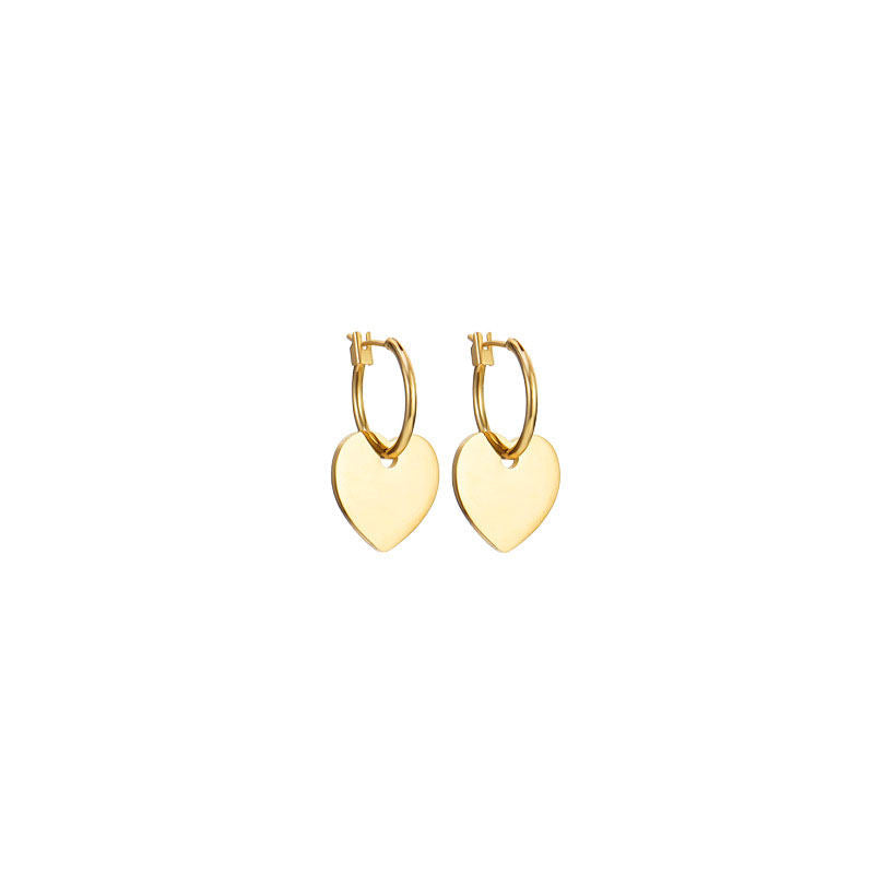 Heart Pendant Necklace Bracelet Earrings 3 Piece Set-Gold