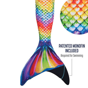 Kids Atlantis Mermaid Tails For Swimming Swimsuit With Flippers-Fancy Diamond