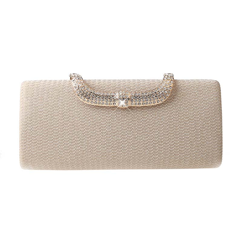 Square Clutch Rhinestone Bag Design Fine Flash Evening for Women-Gold