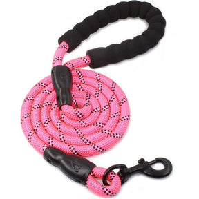 Strong Dog Leash with Comfortable Padded Handle and Highly Reflective Threads-Pink