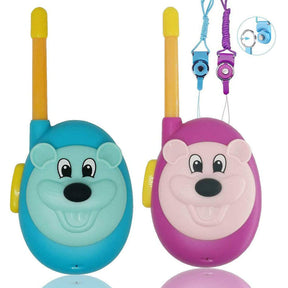 2 Pcs Kids Walkie Talkies with Lanyards 2 Way Radios for 3-12 Year-Blue/Pink Rat