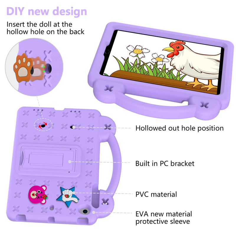 Strawberry Silicone iPad Case Shockproof with Handle for iPad Mini 1/2/3/4/5-LightPurple