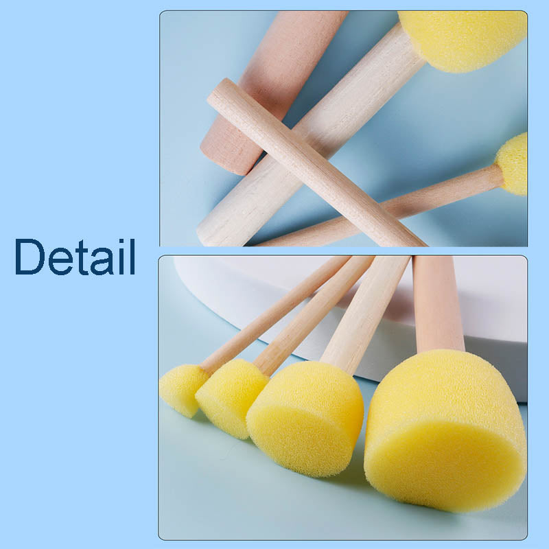 4 Pcs Kids DIY Round Sponge Brushes Graffiti Tool Set