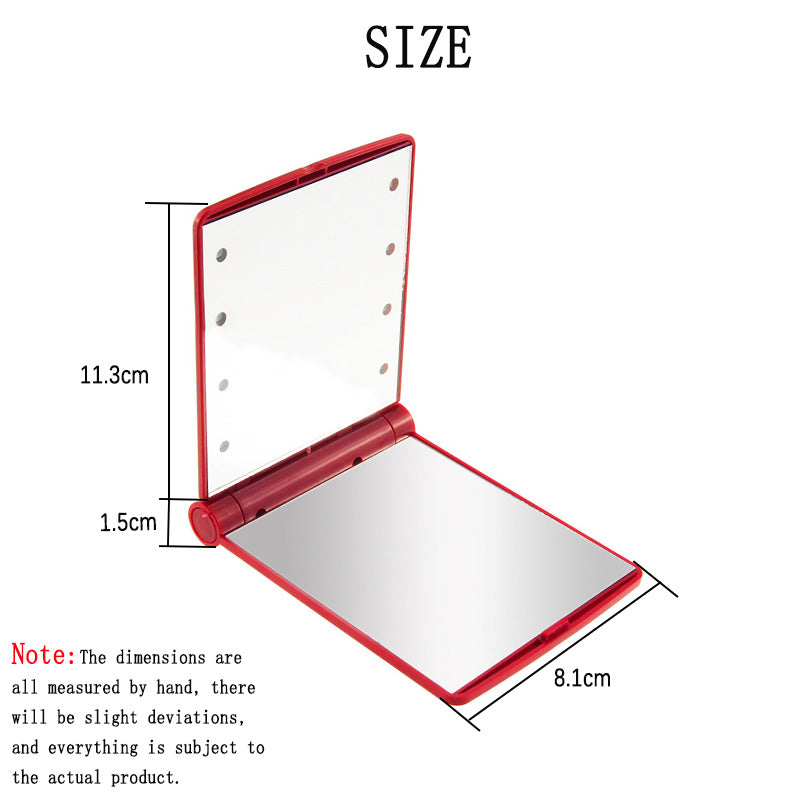 Home & LivingPortable LED Lighted Travel Makeup Mirror-Red